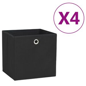 vidaXL &Uacute;ložn&eacute; boxy 4 ks netkan&aacute; textilie 28 x 28 x 28 cm čern&eacute;