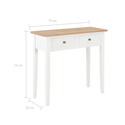 vidaXL Toaletní konzolový stolek bílý 79 x 30 x 74 cm dřevo