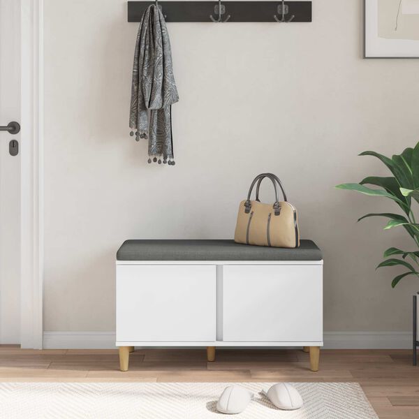 vidaXL Chodbičkov&aacute; lavice s pol&scaron;t&aacute;řem s &uacute;loži&scaron;těm B&iacute;l&aacute; 60 x 38 x 46 cm