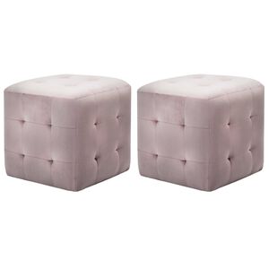 vidaXL Taburety 2 ks růžov&eacute; 30 x 30 x 30 cm sametov&aacute; l&aacute;tka