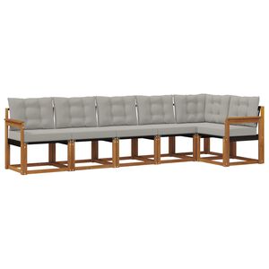 vidaXL Venkovn&iacute; pohovkov&aacute; souprava 6 pcs Př&iacute;rodn&iacute; a světle &scaron;ed&aacute;