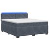 vidaXL Box spring postel s matrac&iacute; a LED Tmavě &scaron;ed&aacute; 200 x 200 cm Samet