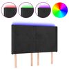 vidaXL Čelo postele s LED čern&eacute; 147 x 16 x 118/128 cm samet
