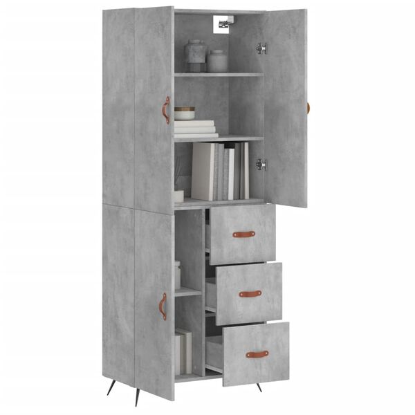 vidaXL Skříň highboard betonově šedá 69,5x34x180 cm kompozitní dřevo