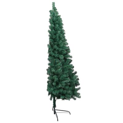 vidaXL Umělý vánoční půl stromek s LED a stojanem zelený 120 cm PVC