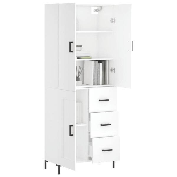 vidaXL Skř&iacute;ň highboard b&iacute;l&aacute; 69,5 x 34 x 180 cm kompozitn&iacute; dřevo