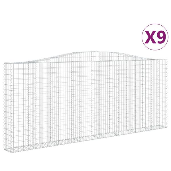vidaXL Klenut&eacute; gabionov&eacute; ko&scaron;e 9 ks 400x30x160/180cm pozinkovan&eacute; železo