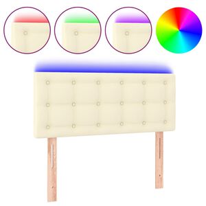 vidaXL Čelo postele s LED kr&eacute;mov&eacute; 100x5x78/88 cm uměl&aacute; kůže