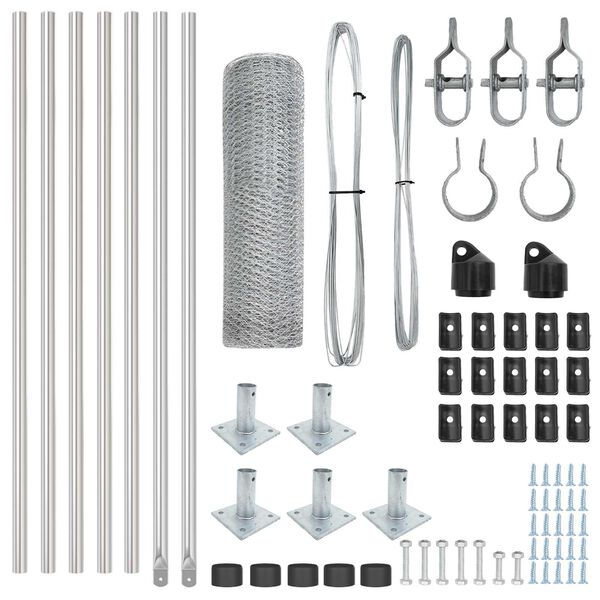 vidaXL Plotov&yacute; sloupek. Stř&iacute;brn&aacute; 10 x 0,5 m (25 mm s&iacute;ť) Ocel