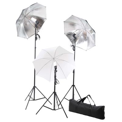 vidaXL Foto studio set s lampami, deštníky, pozadím a odraznou deskou