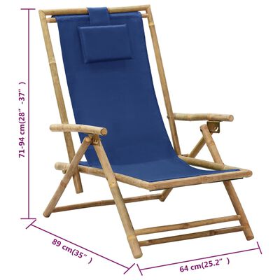 vidaXL Polohovací relaxační křeslo námořnicky modré bambus a textil