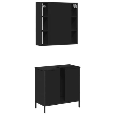 vidaXL 2dílný set koupelnového nábytku černý kompozitní dřevo