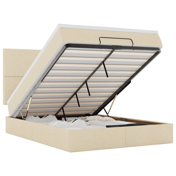 vidaXL Osmansk&yacute; r&aacute;m postele s matrac&iacute; kr&eacute;mově 140x200cm textil