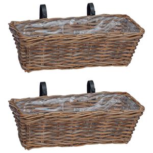 vidaXL Z&aacute;věsn&yacute; květinov&yacute; ko&scaron; 2 pcs Hněd&aacute; 48 x 22 x 15 cm Lacak ratan
