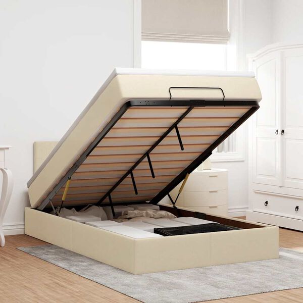 vidaXL Osmansk&yacute; r&aacute;m postele s matrac&iacute; kr&eacute;mově 120x200cm textil