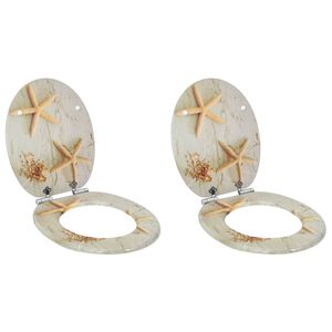 vidaXL WC sed&aacute;tko s funkc&iacute; pomal&eacute;ho skl&aacute;pěn&iacute; 2 ks MDF motiv hvězdic