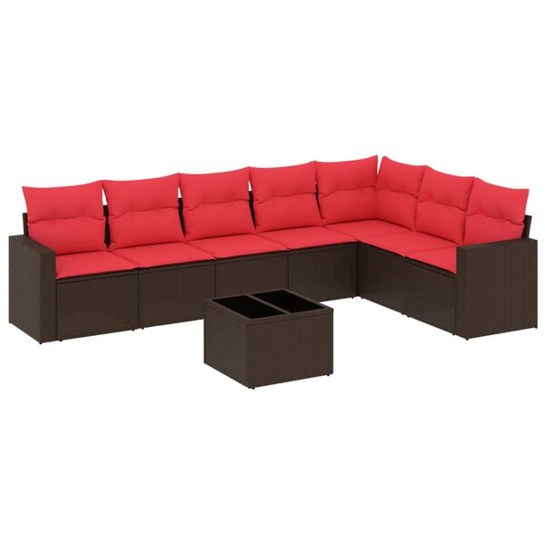 vidaXL 8d&iacute;ln&aacute; zahradn&iacute; sedac&iacute; souprava s podu&scaron;kami hněd&aacute; polyratan