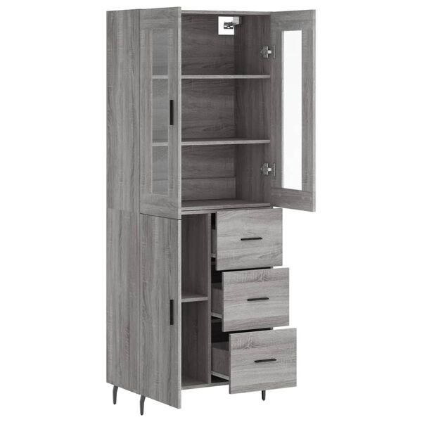 vidaXL Skř&iacute;ň highboard &scaron;ed&aacute; sonoma 69,5 x 34 x 180 cm kompozitn&iacute; dřevo