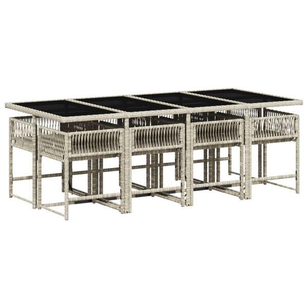 vidaXL 9d&iacute;ln&yacute; zahradn&iacute; j&iacute;deln&iacute; set s podu&scaron;kami světle &scaron;ed&yacute; polyratan