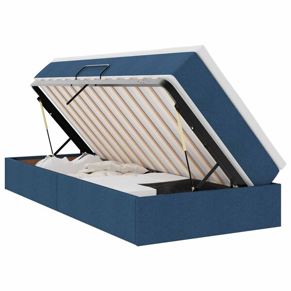 vidaXL Postel s &uacute;ložn&yacute;m prostorem a matrac&iacute; Modr&aacute; 90 x 190 cm