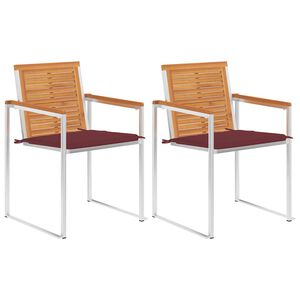 vidaXL Zahradn&iacute; židle s podu&scaron;kami 2 ks masivn&iacute; ak&aacute;ciov&eacute; dřevo a ocel