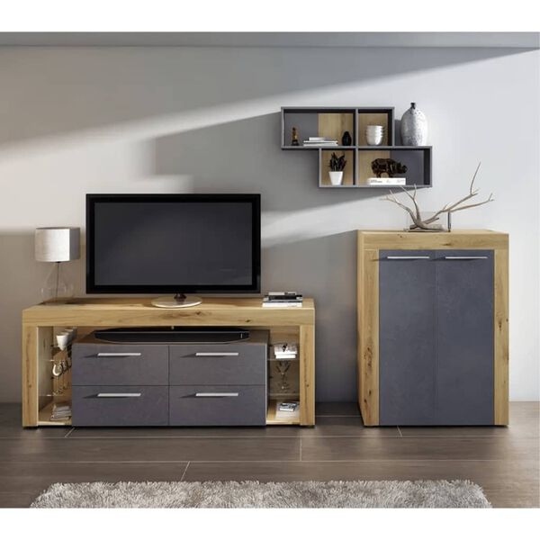 FMD N&aacute;stěnn&aacute; police se 4 přihr&aacute;dkami matera a dub artisan