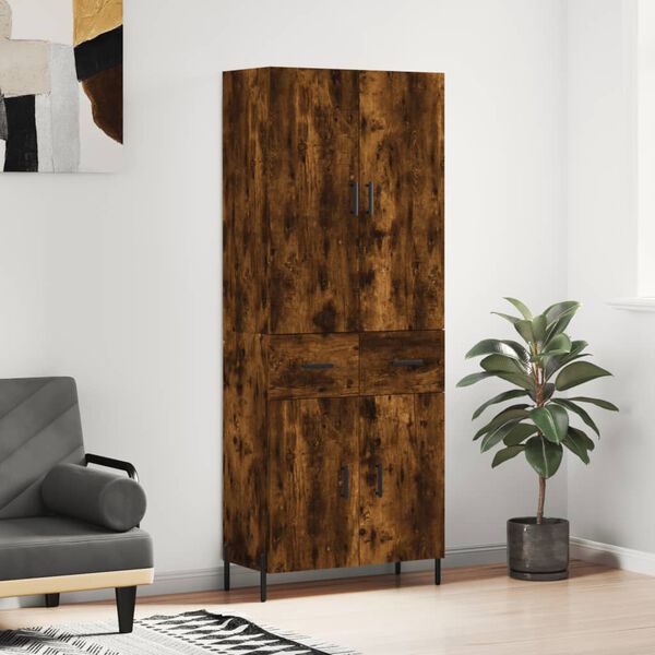 vidaXL Skř&iacute;ň highboard kouřov&yacute; dub 69,5 x 34 x 180 cm kompozitn&iacute; dřevo