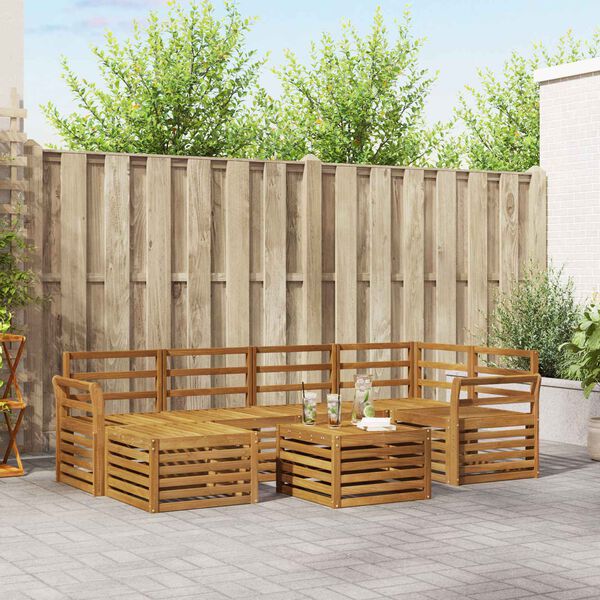 vidaXL Sedac&iacute; soupravy Př&iacute;rodn&iacute; Masivn&iacute; ak&aacute;tov&eacute; dřevo