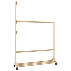 vidaXL Stojan na oblečen&iacute; s h&aacute;čky a kolečky 100x35x157 cm bambus