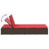 vidaXL Zahradní lehátko s plovoucím poduškou hnědé polyratan