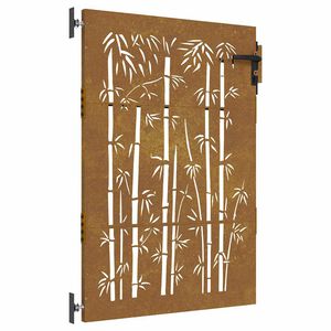vidaXL Zahradn&iacute; branka 85 x 125 cm corten ocel bambusov&yacute; design