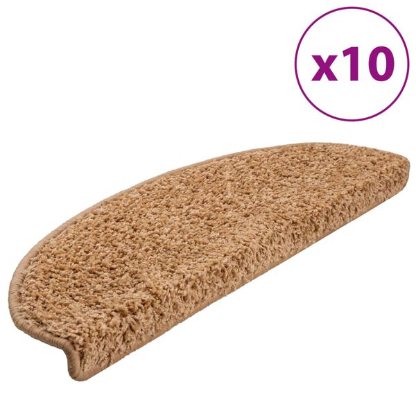 vidaXL Schodové rohože 10 ks 65 x 21 x 4 cm béžové, půlkulaté, velké