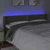 vidaXL Čelo postele s LED tmavě &scaron;ed&eacute; 183 x 16 x 78/88 cm samet