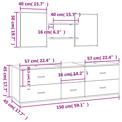 vidaXL 5dílná koupelnová sestava černá kompozitní dřevo