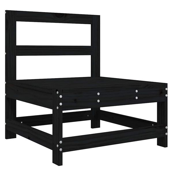 vidaXL Středová pohovka s poduškami černá masivní borové dřevo