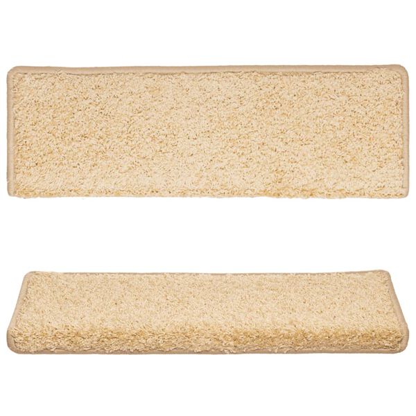 vidaXL Schodov&eacute; rohože 15 ks 65 x 21 x 4 cm kr&eacute;mov&eacute; s obd&eacute;ln&iacute;kov&yacute;m okrajem