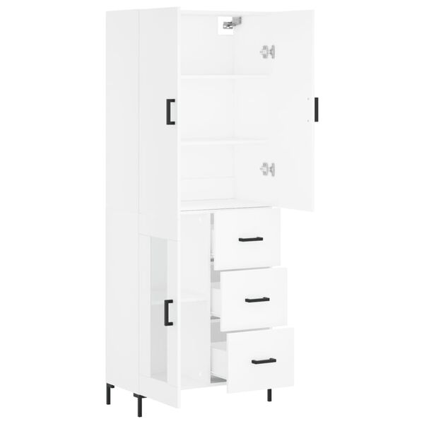 vidaXL Skř&iacute;ň highboard b&iacute;l&aacute; 69,5 x 34 x 180 cm kompozitn&iacute; dřevo