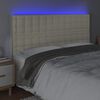 vidaXL Čelo postele s LED kr&eacute;mov&eacute; 180x5x118/128 cm uměl&aacute; kůže