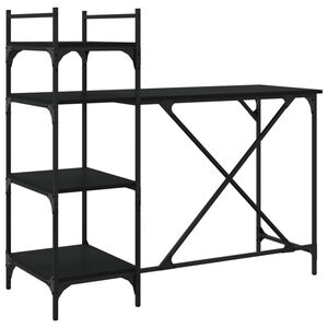 vidaXL Poč&iacute;tačov&yacute; stůl s policemi čern&yacute; 120 x 47 x 109 cm