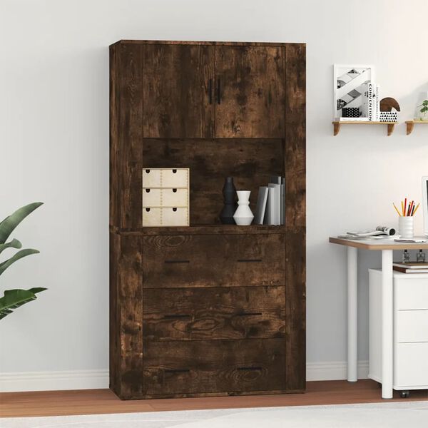 vidaXL Skř&iacute;ň highboard kouřov&yacute; dub kompozitn&iacute; dřevo