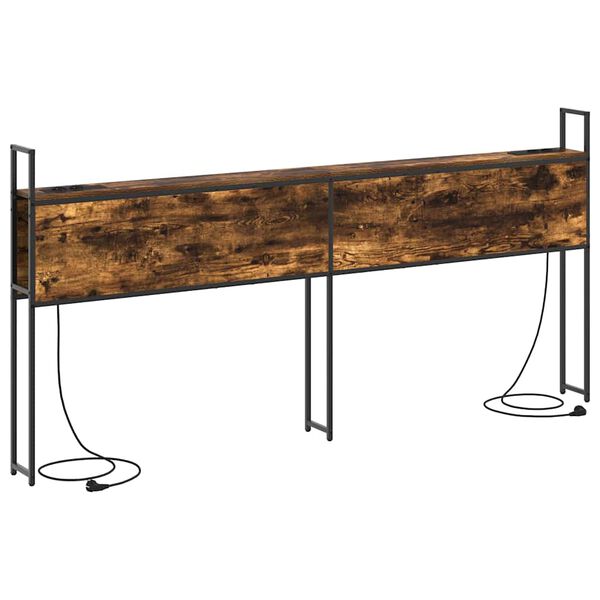 vidaXL &Uacute;ložn&aacute; hlavov&aacute; deska s nab&iacute;jec&iacute; stanic&iacute; Kouřov&yacute; dub 180 cm