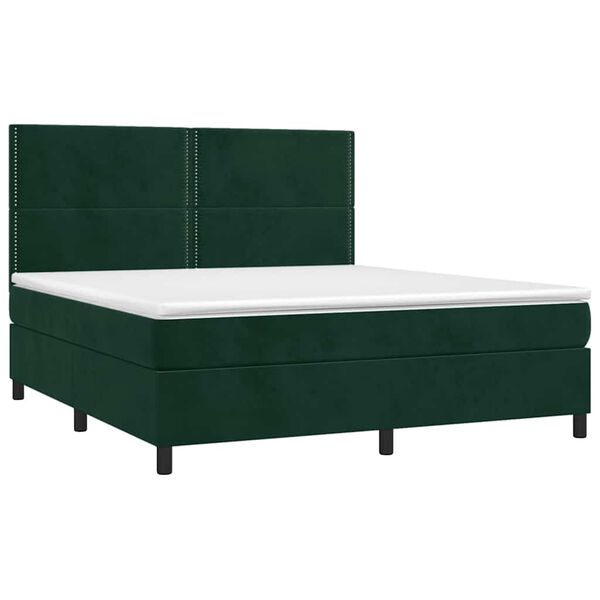 vidaXL Box spring postel s matrac&iacute; tmavě zelen&aacute; 180x200 cm samet