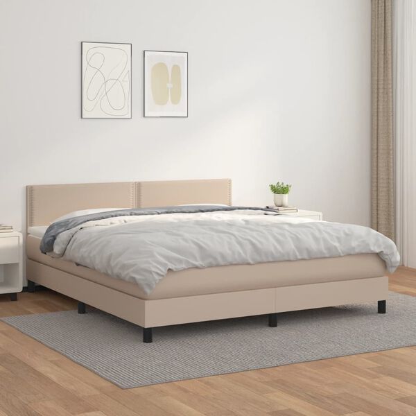 vidaXL Box spring postel s matrac&iacute; cappuccino 180 x 200 cm uměl&aacute; kůže