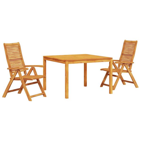 vidaXL Zahradn&iacute; j&iacute;deln&iacute; souprava 3 pcs Hněd&aacute; Masivn&iacute; ak&aacute;tov&eacute; dřevo