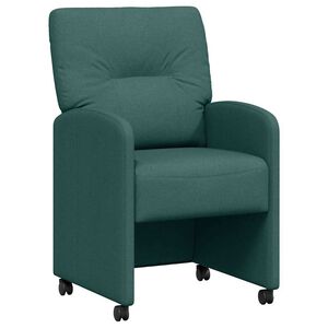 vidaXL J&iacute;deln&iacute; židle na kolečk&aacute;ch 2 ks textil Tmavě zelen&aacute;