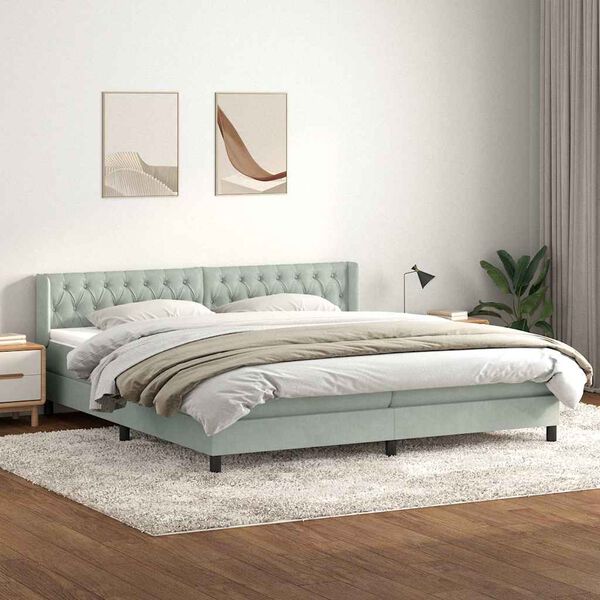 vidaXL Box spring postel s matrac&iacute; světle &scaron;ed&aacute; 180x210 cm samet
