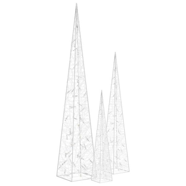 vidaXL Sada akrylových světelných LED kuželů modrá 60/90/120 cm