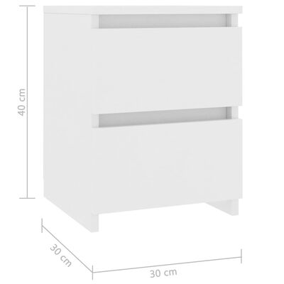 vidaXL Noční stolek bílý 30 x 30 x 40 cm dřevotříska