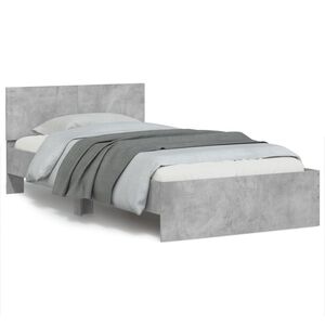 vidaXL R&aacute;m postele s čelem betonově &scaron;ed&yacute; 100 x 200 cm kompozitn&iacute; dřevo