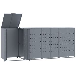 vidaXL Box na 4 popelnice &scaron;ed&yacute; 276 x 79 x 117 cm ocel